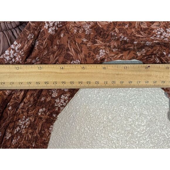 Böhme Womens Brown Floral Off The Shoulder Pullover Boho Fit & Flare Dress S - Picture 9 of 9